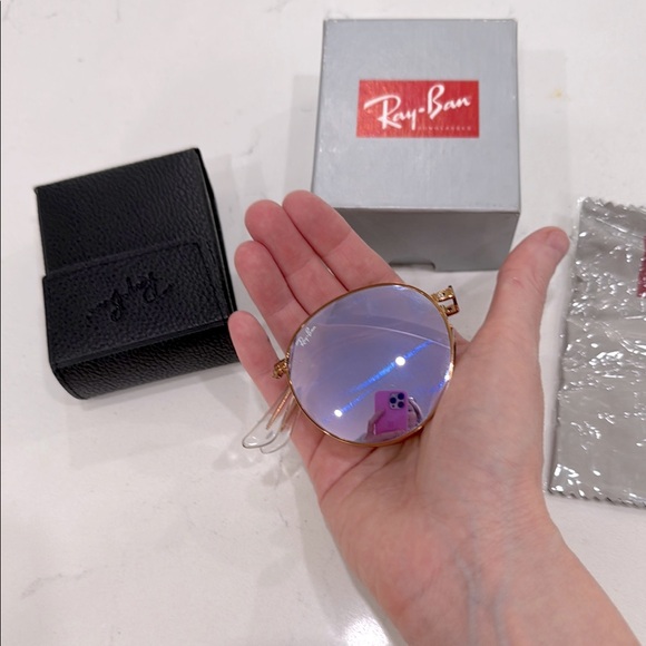 Ray-Ban round metal folding sunglasses NWT - Picture 1 of 9